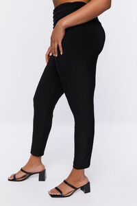 BLACK Plus Size Ruched Waist Pants, image 3