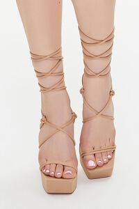 NUDE Faux Leather Lace-Up Platform Heels, image 4