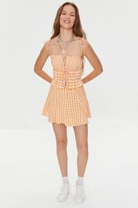 MARIGOLD/PINK Mixed Plaid Tie-Front Cami, image 4