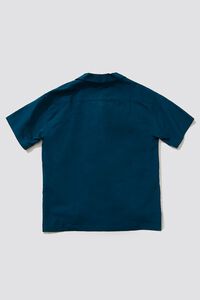 DEEP BLUE Cuban Collar Linen-Blend Shirt, image 2