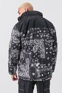 BLACK/WHITE Paisley Print Zip-Up Puffer Jacket, image 4
