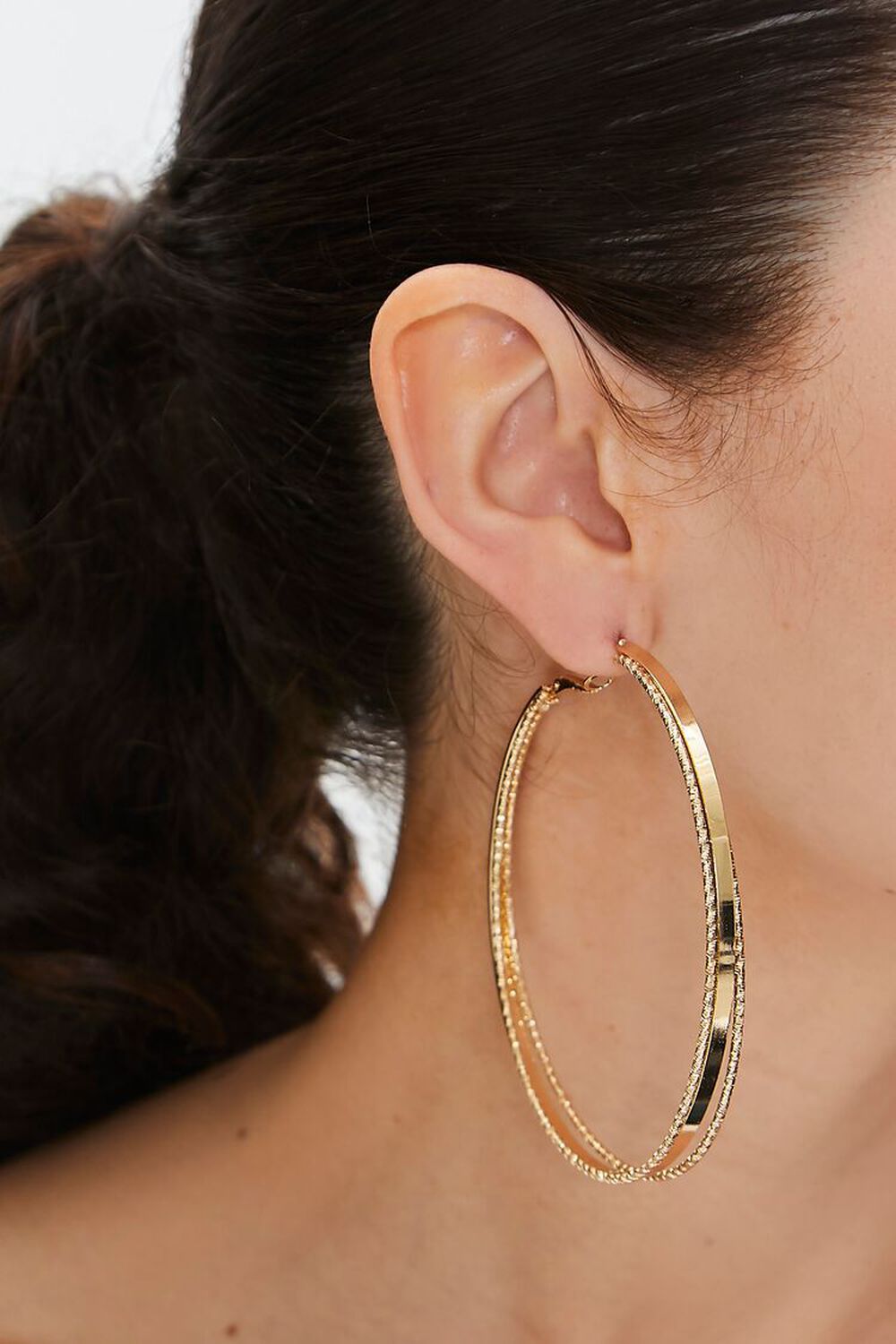 GOLD Tiered Oversized Hoop Earrings, image 1