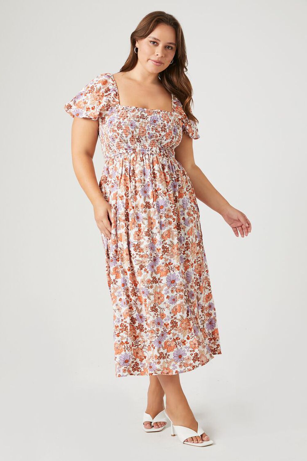 Plus Size Ditsy Floral Print Maxi Dress