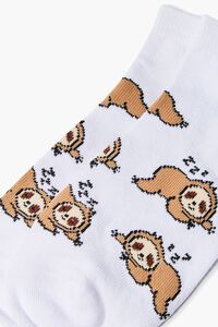 WHITE/MULTI Sleeping Sloth Print Socks, image 3