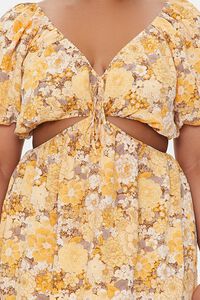 YELLOW/MULTI Plus Size Floral Cutout Mini Dress, image 6