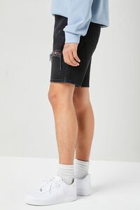 WASHED BLACK Distressed Denim Shorts, image 3