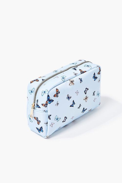 BLUE/MULTI Butterfly Print Faux Leather Pouch, image 2