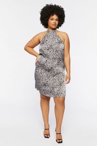 Plus Size Abstract Print Halter Mini Dress, image 4