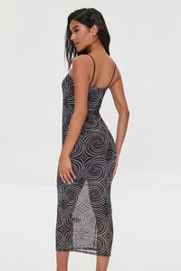 BLACK/MULTI Spiral Print Mesh Midi Dress, image 4