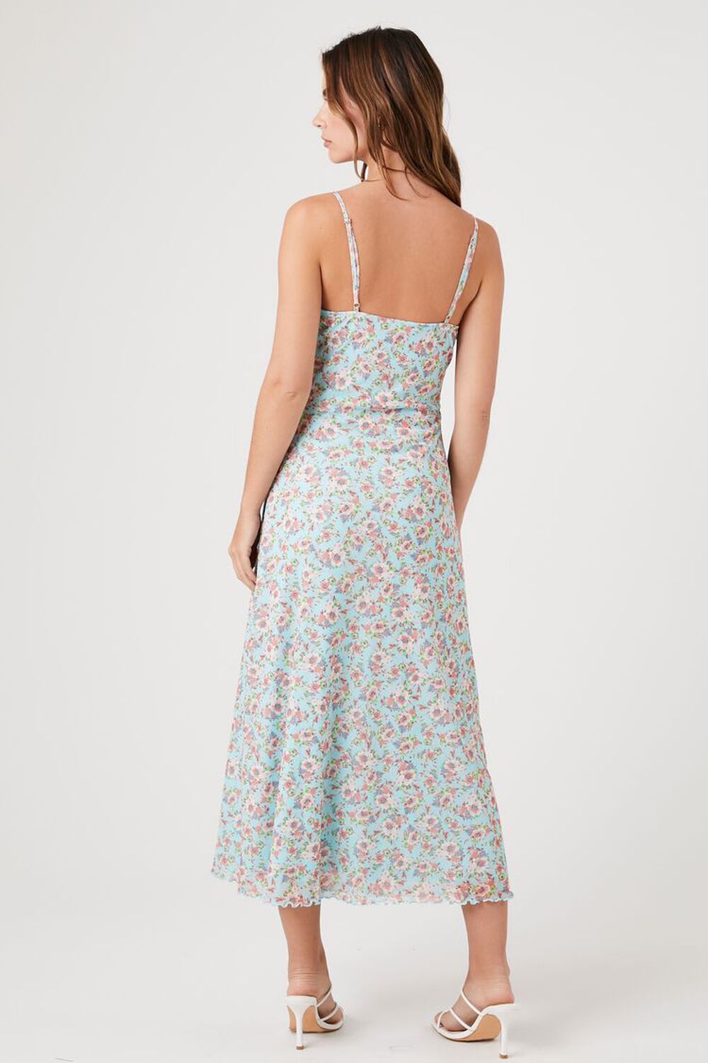 BLUE/MULTI Floral Print Cami Midi Dress, image 3