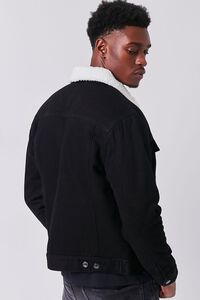 BLACK/CREAM Denim Faux Shearling Jacket, image 3