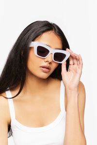 WHITE/BLACK Cat-Eye Frame Sunglasses, image 1
