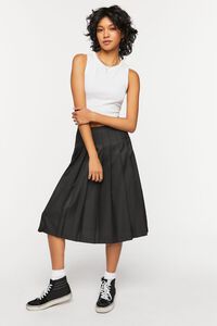 BLACK Pleated A-Line Midi Skirt, image 5
