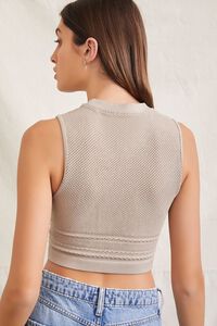 DEEP TAUPE Seamless Pointelle Knit Crop Top, image 3