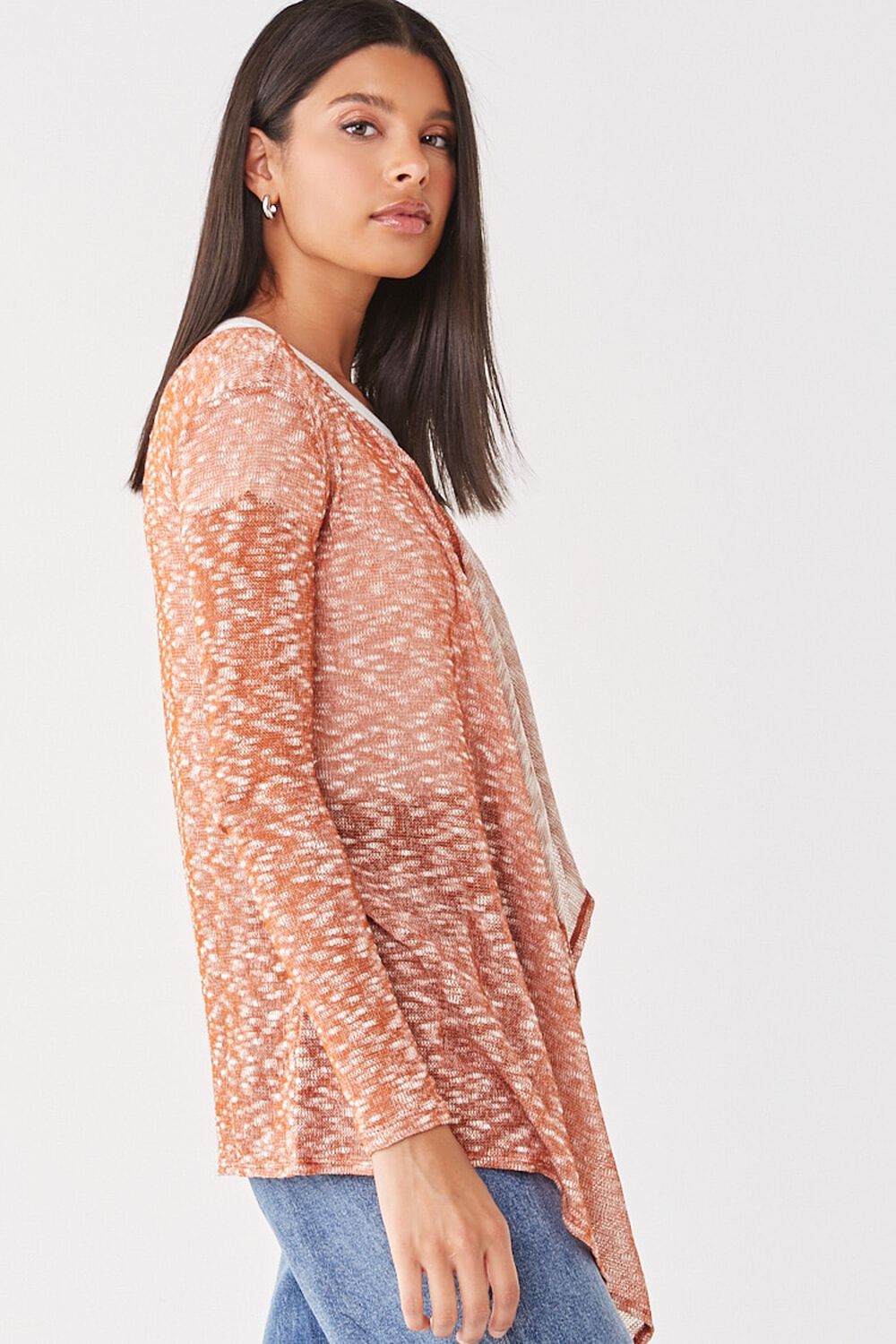 RUST Sheer Marled Open-Front Cardigan, image 2