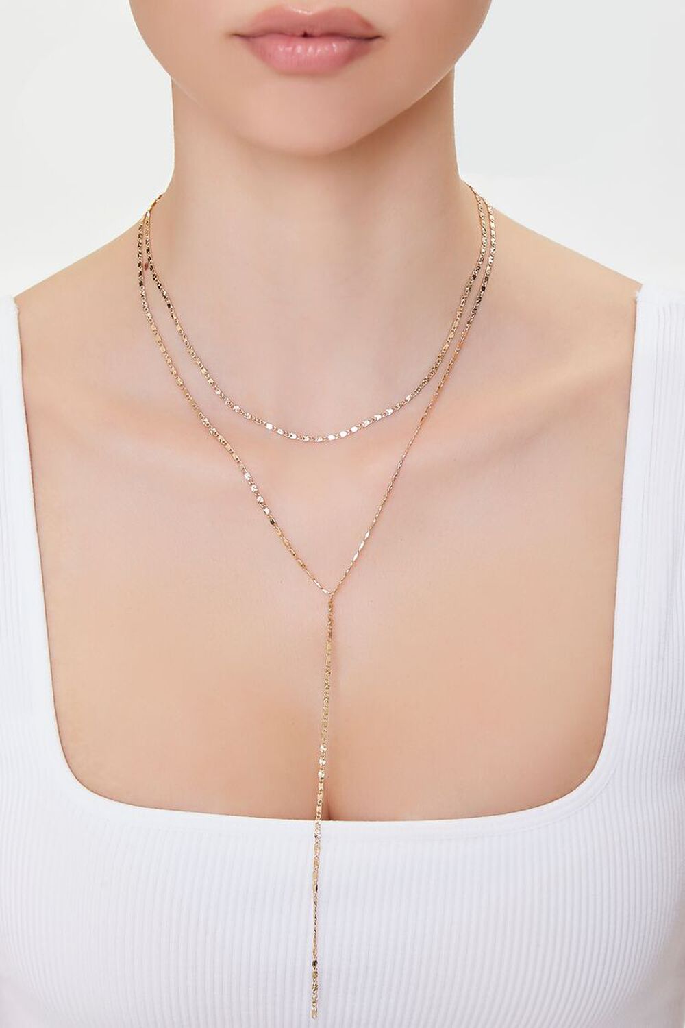 GOLD Y-Chain Layered Chain Necklace, image 1