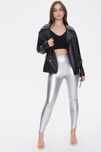 SILVER Faux Leather High-Rise Leggings, image 1
