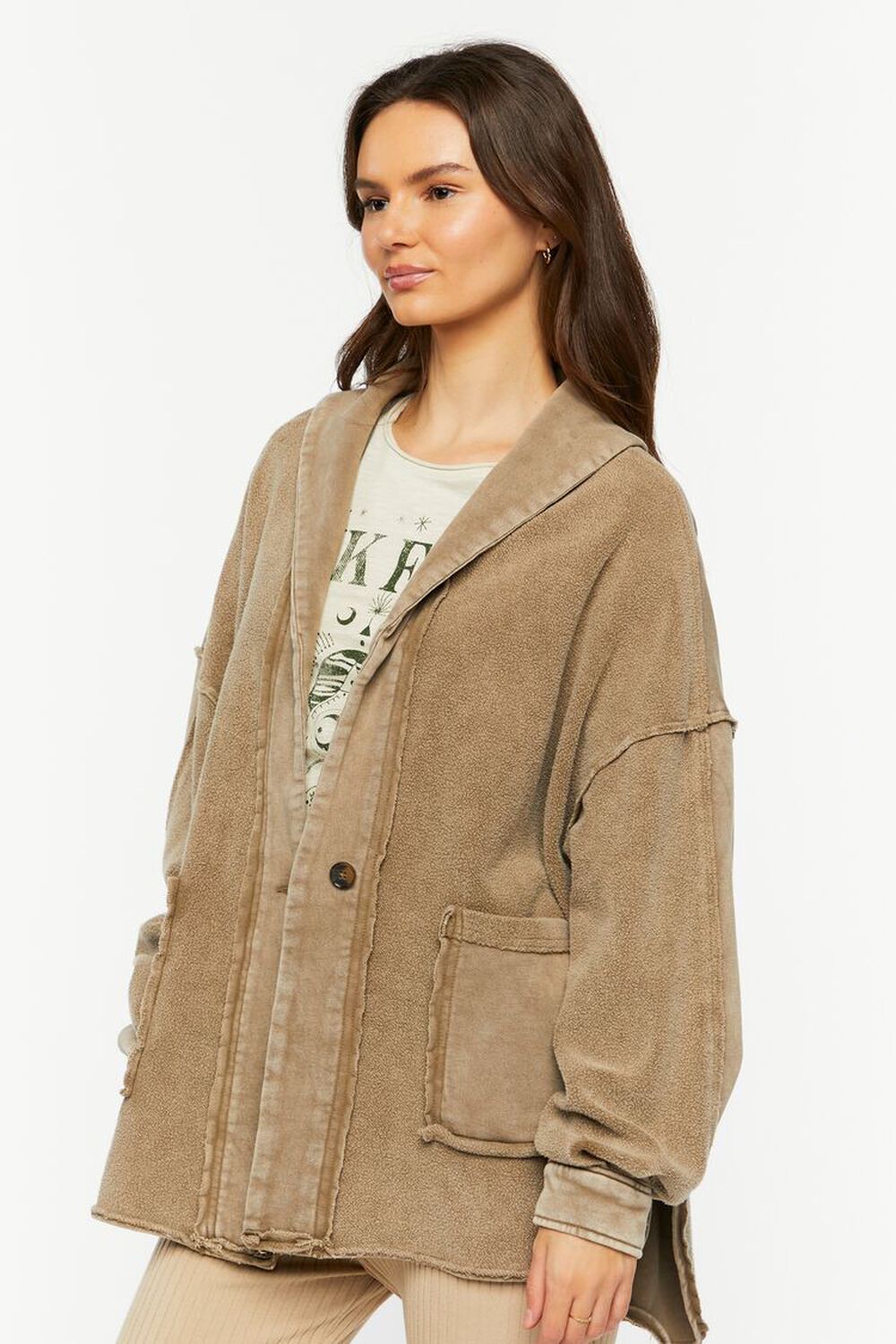 MOCHA French Terry Reverse High-Low Jacket, image 2