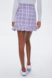 LAVENDER/WHITE Plaid Flounce Mini Skirt, image 4