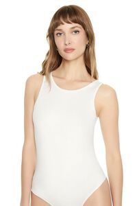 WHITE Cutout Sleeveless Bodysuit, image 5