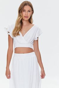 WHITE Surplice Crop Top & Skirt Set, image 4