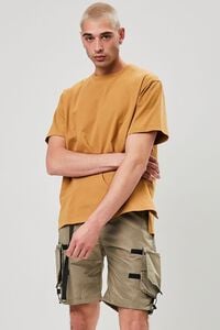 OLIVE Belted Release-Buckle Utility Shorts, image 1