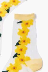 YELLOW/MULTI Embroidered Floral Mesh Crew Socks, image 3