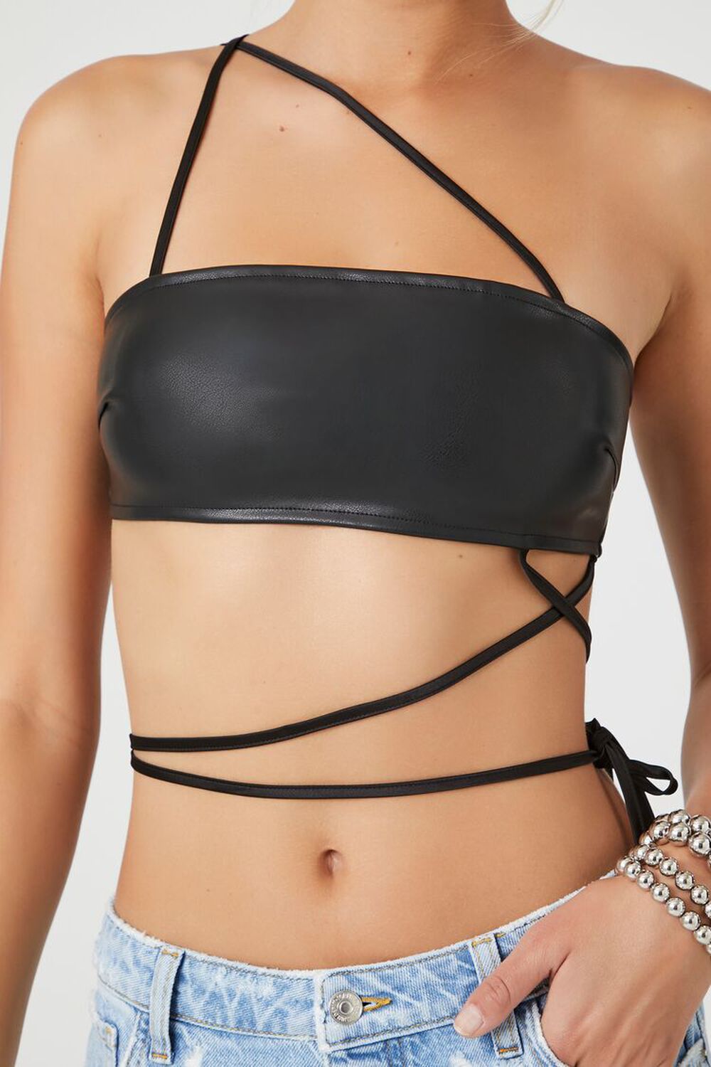 Faux Leather Strappy Top