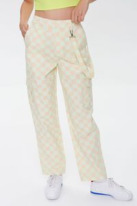 LIME/PEACH  Checkered Cargo Pants, image 2