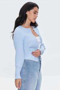 SKY BLUE Plus Size Ribbed Knit Cardigan Sweater, image 2