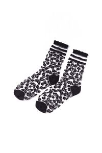 Sheer Leopard Print Crew Socks, image 2
