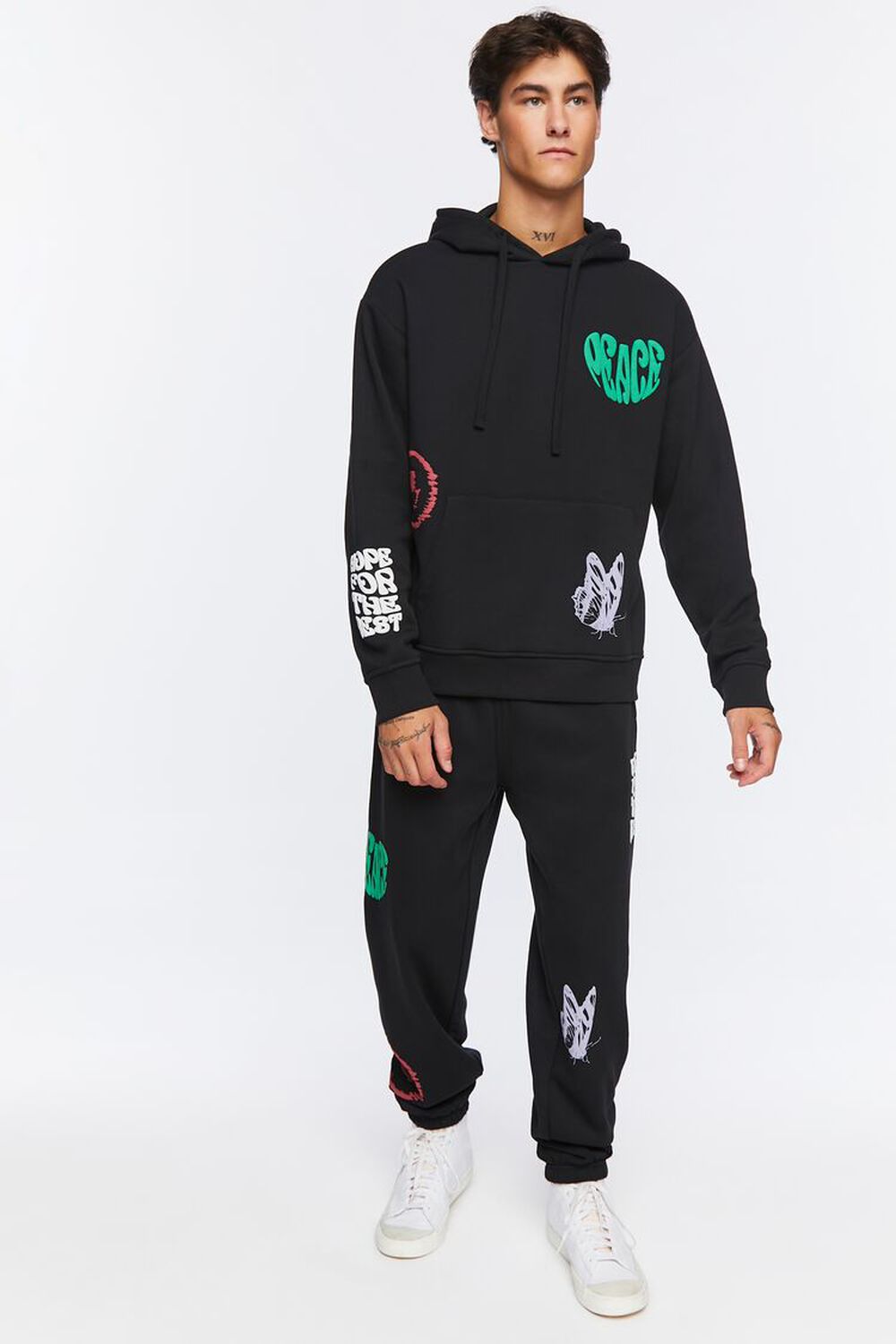 BLACK/MULTI Hope For The Best Graphic Joggers, image 1