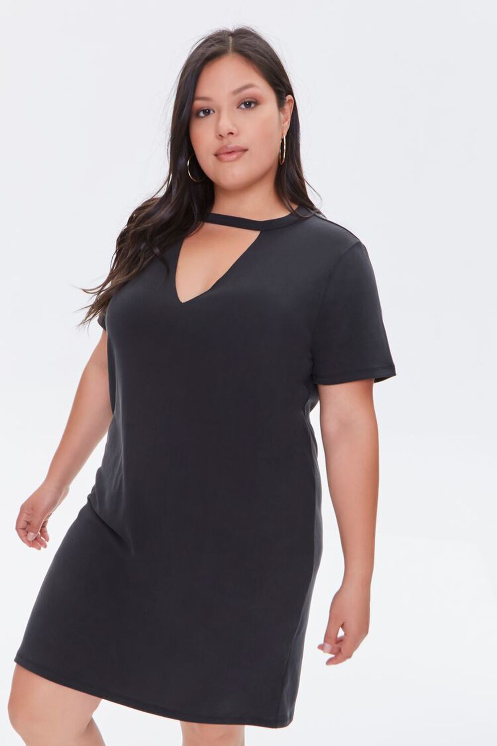 BLACK Plus Size Cutout T-Shirt Dress, image 1