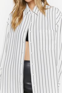 WHITE/BLACK Oversized Striped High-Low Shirt, image 5