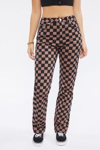 TAUPE/BLACK Checkered Print Jeans, image 2