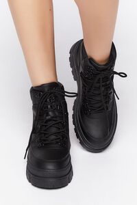 BLACK Faux Leather Lug-Sole Booties, image 4