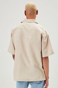 TAUPE Cuban Collar Linen-Blend Shirt, image 3