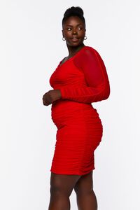 RED Plus Size Ruched Bodycon Dress, image 2