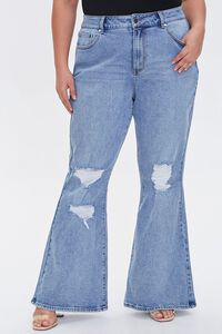 Plus Size Distressed Flare Jeans, image 2