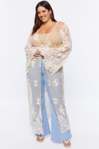 NUDE/CREAM Plus Size Embroidered Duster Kimono, image 1