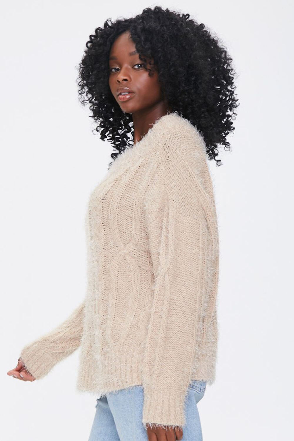 TAUPE Fuzzy Boat Neck Sweater, image 2