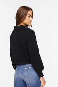 BLACK Sweater-Knit Cropped Shirt, image 3