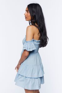 LIGHT BLUE Ruffled Off-the-Shoulder Mini Dress, image 2