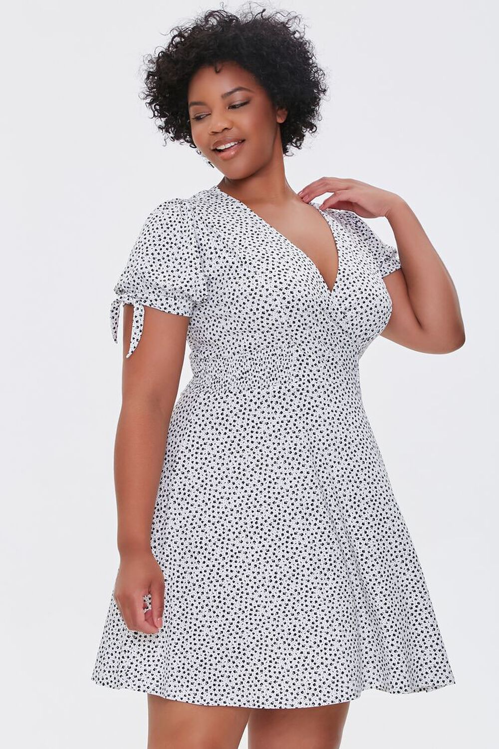 BLACK/WHITE Plus Size Polka Dot Dress, image 1