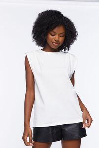 WHITE Crew Neck Muscle Tee, image 5