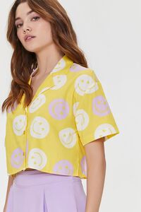 YELLOW/MULTI Happy Face Cropped Shirt, image 2