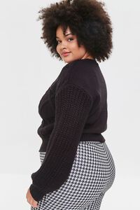 BLACK Plus Size Cable Knit Sweater, image 2
