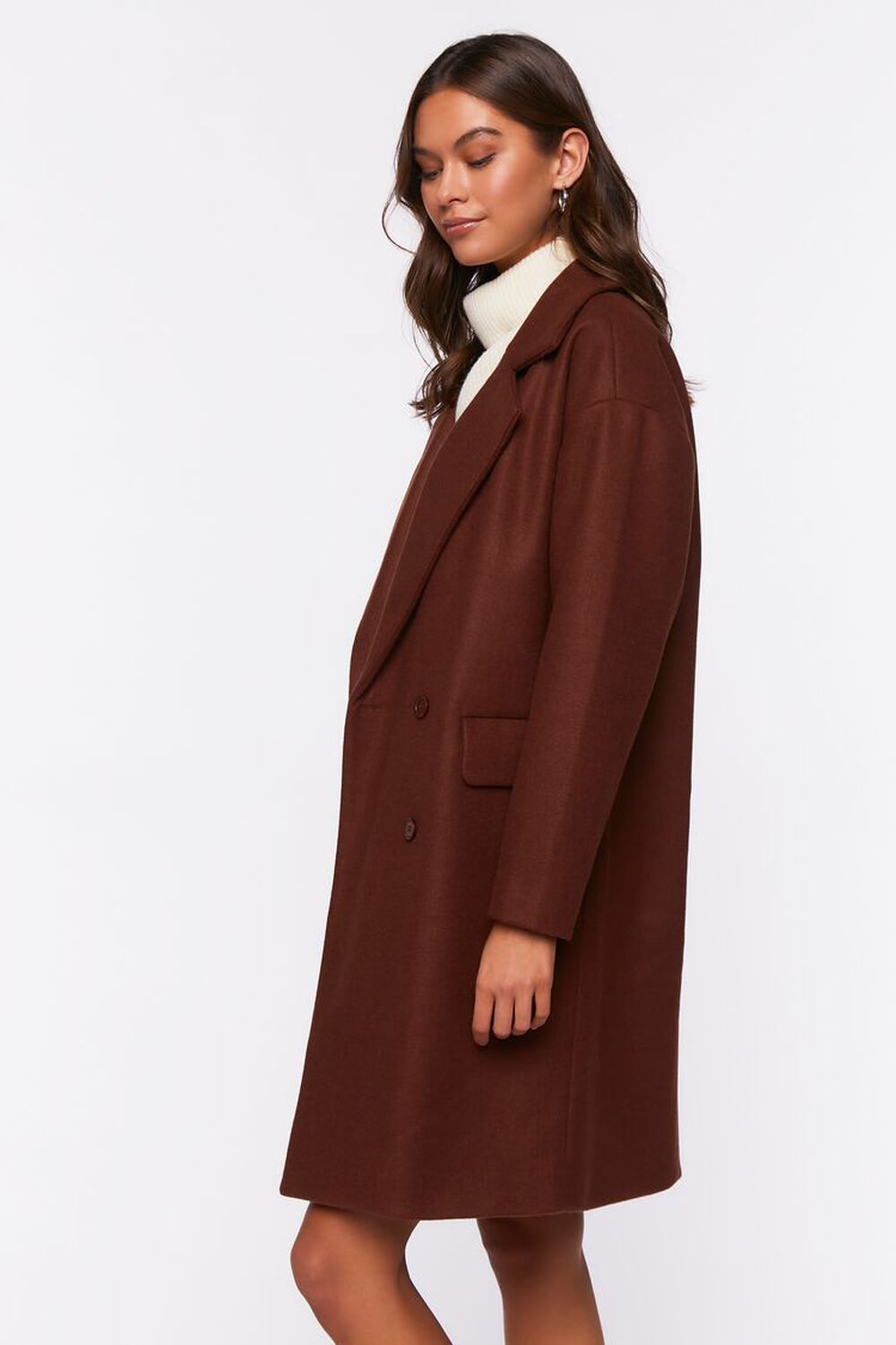 BROWN Double-Breasted Duster Coat, image 2