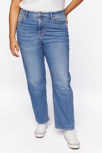 MEDIUM DENIM Plus Size High-Rise Straight-Leg Jeans, image 2