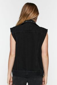 BLACK Studded Denim Moto Vest, image 3